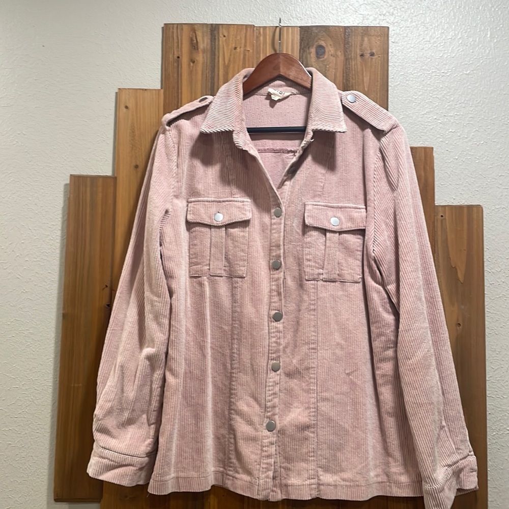 Pink Courderoy Button Down Shirt/Jacket/Shacket - Women’s XL